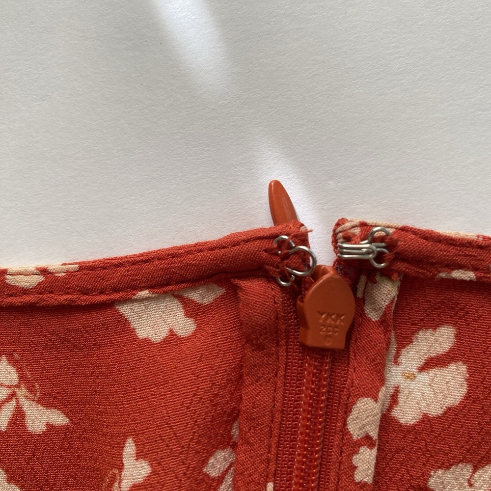 Madewell Womens Red Boho Floral Babydoll Dress Plus Size 22 Tie Sleeve Prairie - Picture 6 of 11